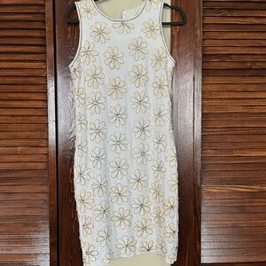 Vintage Adrienne Vittadini White Floral Mini Dress
